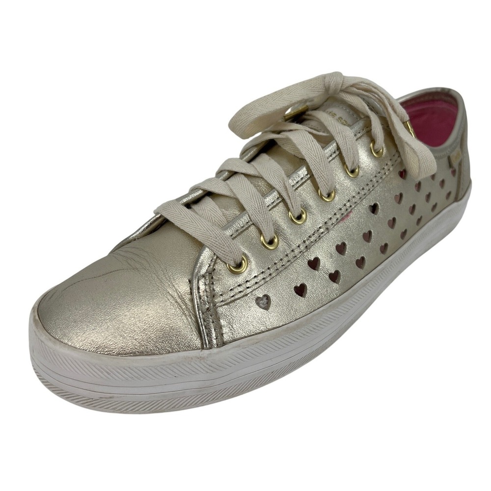 Keds Kate Spade Sneakers Womens 9 Champagne Gold Heart Perforated